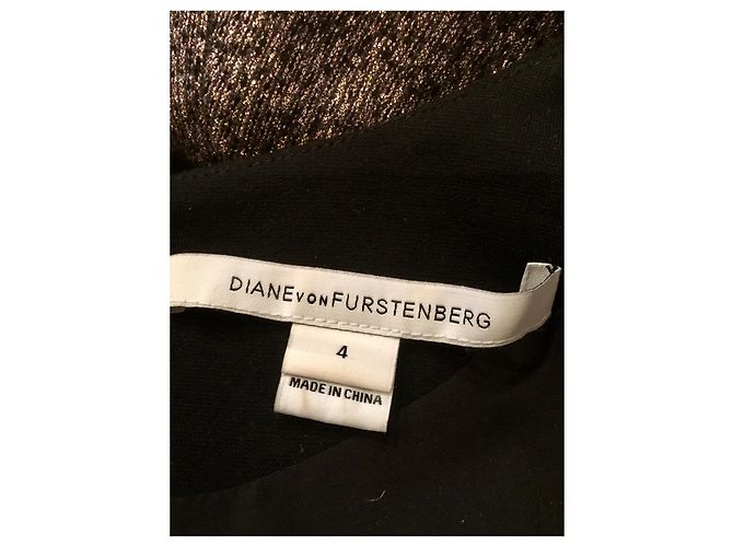 Diane Von Furstenberg DvF Metallic Kleid mit freiliegendem Reißverschluss Schwarz Metallisch - Ansicht 6