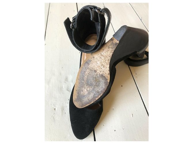 Isabel Marant Zeppa con cinturino alla caviglia in camoscio e pelle Shane Nero - vista 5