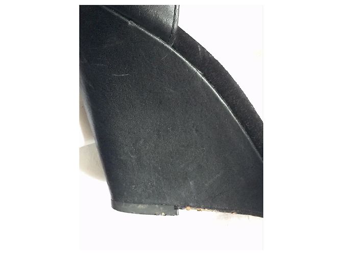 Isabel Marant Zeppa con cinturino alla caviglia in camoscio e pelle Shane Nero - vista 7