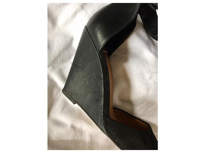Isabel Marant Zeppa con cinturino alla caviglia in camoscio e pelle Shane Nero - vista 8