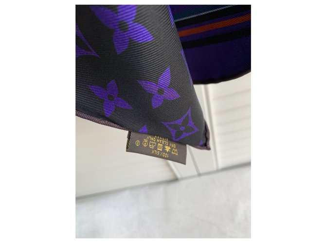 Louis Vuitton Seiden Schals Schwarz Lila - Ansicht 2