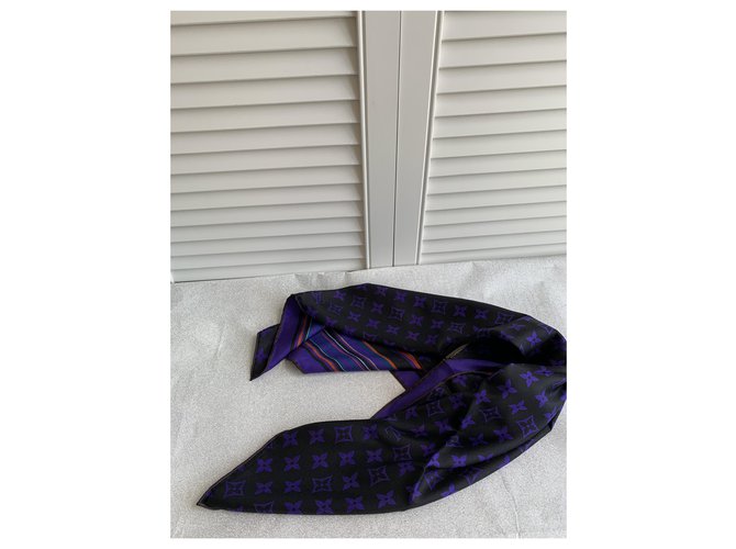 Louis Vuitton Seiden Schals Schwarz Lila - Ansicht 4