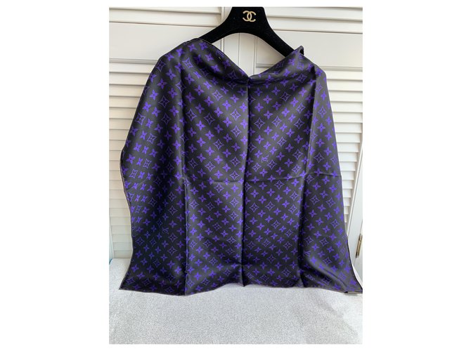 Louis Vuitton Seiden Schals Schwarz Lila - Ansicht 6