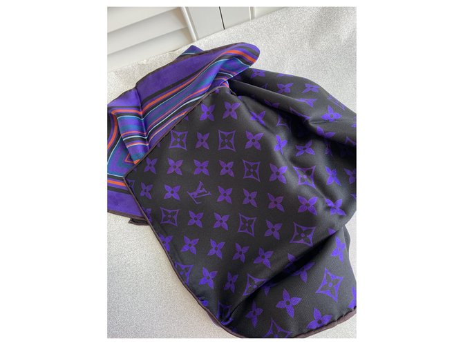 Louis Vuitton Seiden Schals Schwarz Lila - Ansicht 7