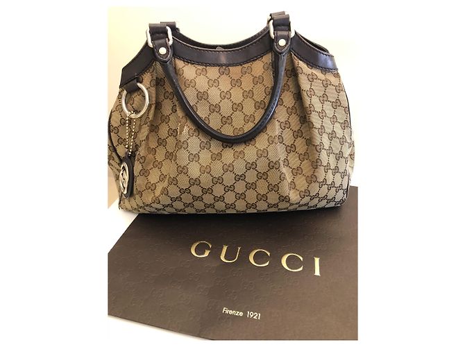 Borsa a mano Gucci Sukey in tela marrone beige - vista 2