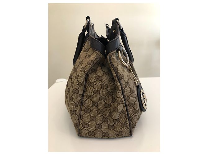 Borsa a mano Gucci Sukey in tela marrone beige - vista 4