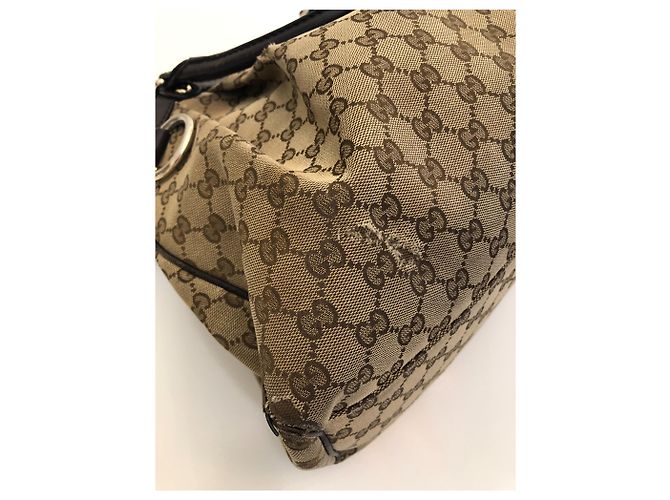 Borsa a mano Gucci Sukey in tela marrone beige - vista 6
