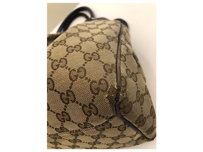Borsa a mano Gucci Sukey in tela marrone beige - vista 7