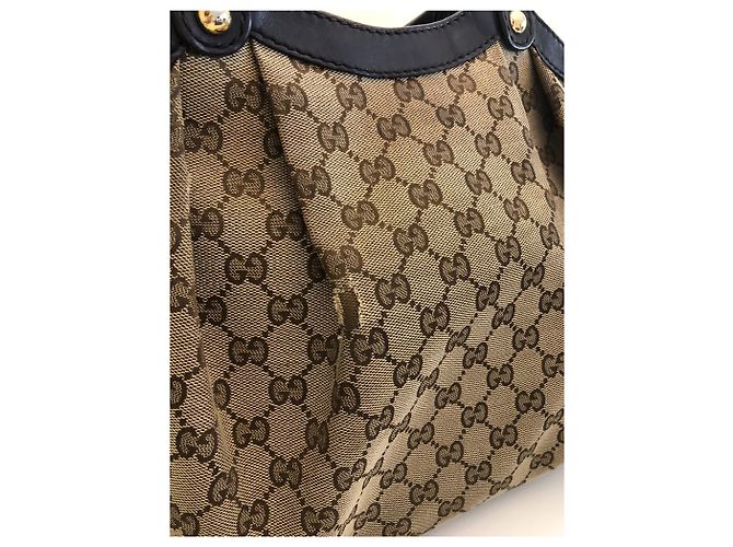 Borsa a mano Gucci Sukey in tela marrone beige - vista 8