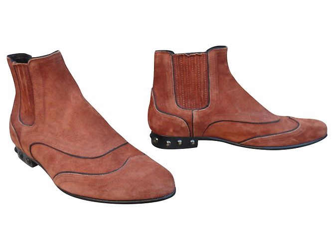 Stivaletti Chelsea Lanvin Suede Marrone - vista 2