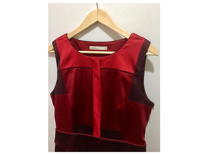 Karen Millen Stretch-Satinkleid rot und burgunderrot - Ansicht 4