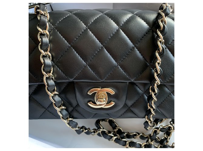 CHANEL MINI SACO RETANGULAR Preto - vista 6