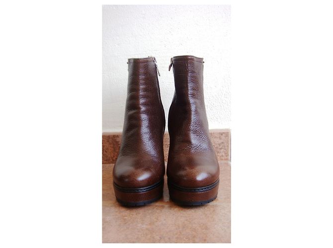 Botines Prada de piel marrón 37 Castaño - vista 2