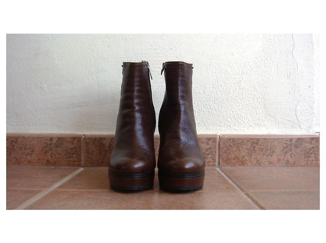 Botines Prada de piel marrón 37 Castaño - vista 6