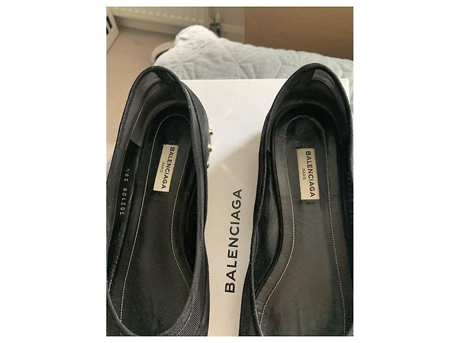 Balenciaga Ballerine in camoscio e rete con borchie Nero - vista 3