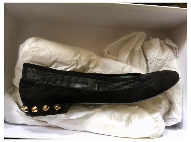 Balenciaga Ballerine in camoscio e rete con borchie Nero - vista 7