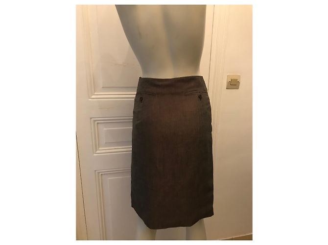 Gonna corta foderata Max Mara Marrone chiaro Viscosa Lino - vista 3