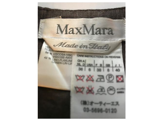 Gonna corta foderata Max Mara Marrone chiaro Viscosa Lino - vista 4