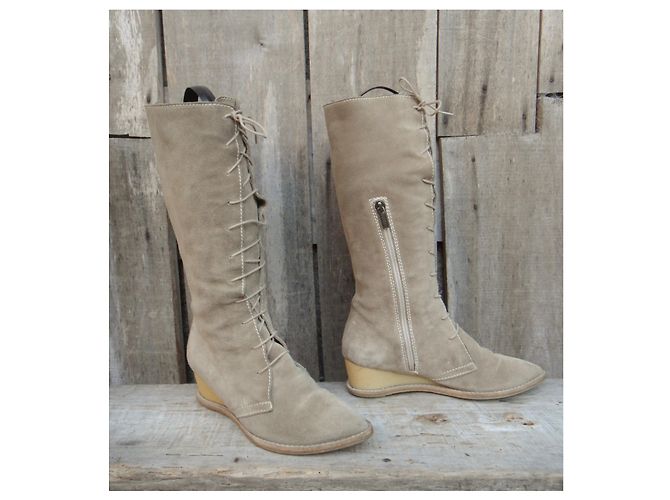 Fratelli Rosseti Fratelli Rossetti Keilstiefel aus Wildleder beige Größe 36 - Ansicht 3