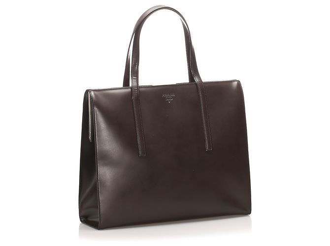 Borsa tote Prada in vernice marrone - vista 2