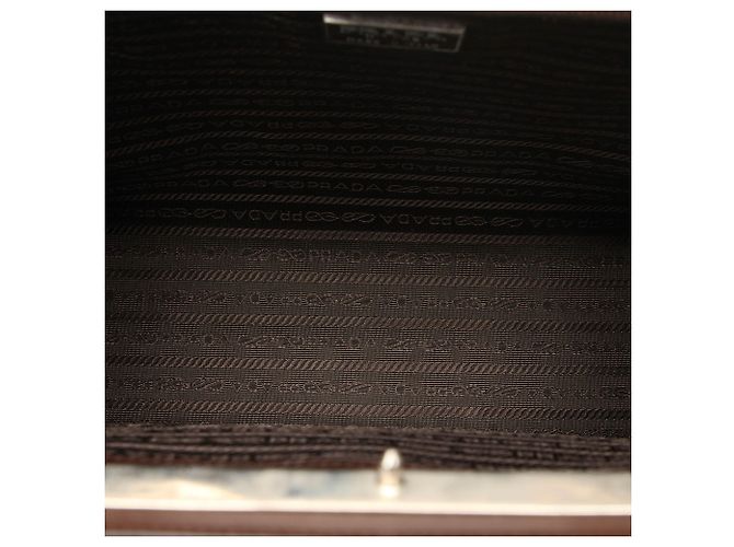 Borsa tote Prada in vernice marrone - vista 5