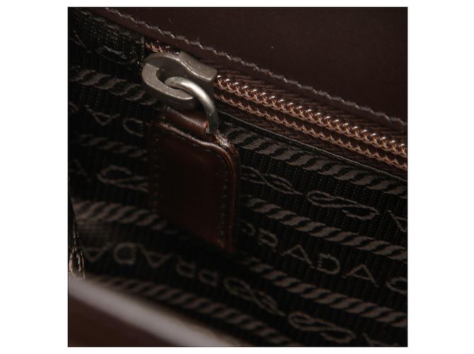 Borsa tote Prada in vernice marrone - vista 7