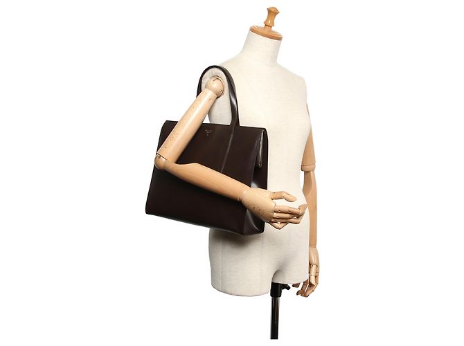 Borsa tote Prada in vernice marrone - vista 8