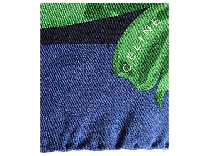 Céline Vintage Celine Seidenschal Blau - Ansicht 4