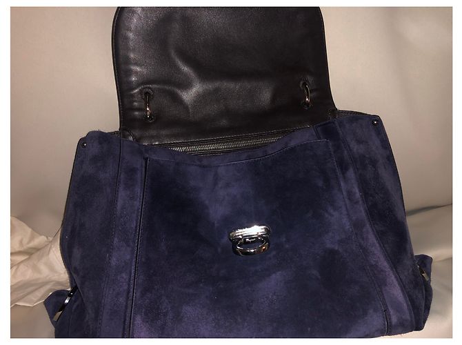 Authentische Salvatore Ferragamo Tasche Dunkelblau - Ansicht 11
