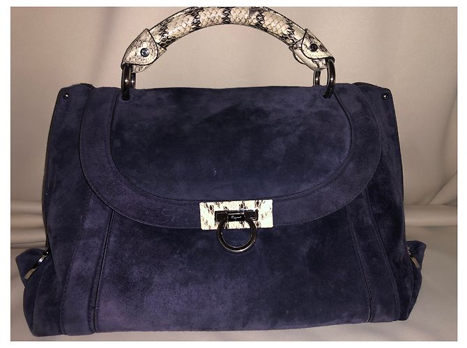 Authentische Salvatore Ferragamo Tasche Dunkelblau - Ansicht 2