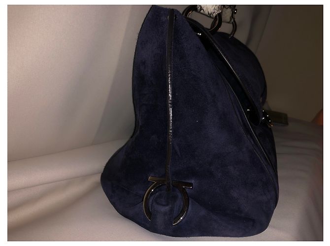 Authentische Salvatore Ferragamo Tasche Dunkelblau - Ansicht 3