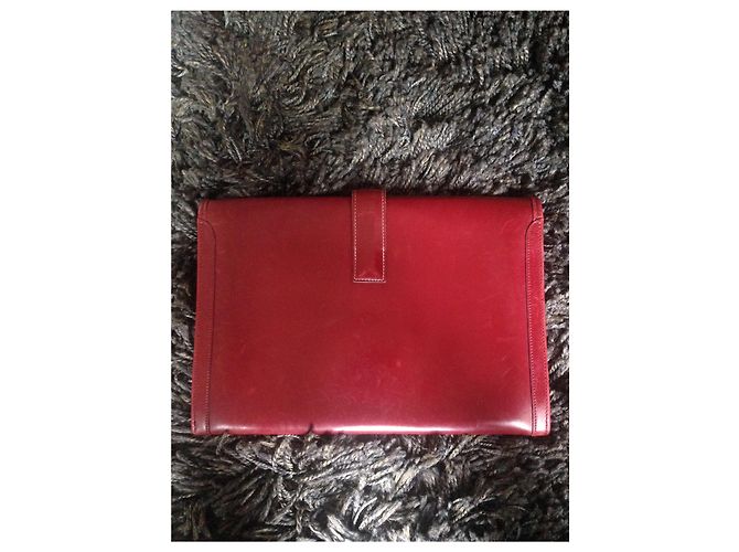 Pochette Jige Hermès in pelle rossa Rosso - vista 2