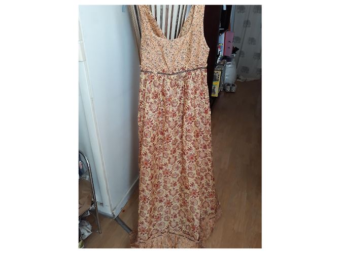 Autre Marque Langes Hippy Chic Kleid Baumwolle Seide Mehrfarben - Ansicht 2