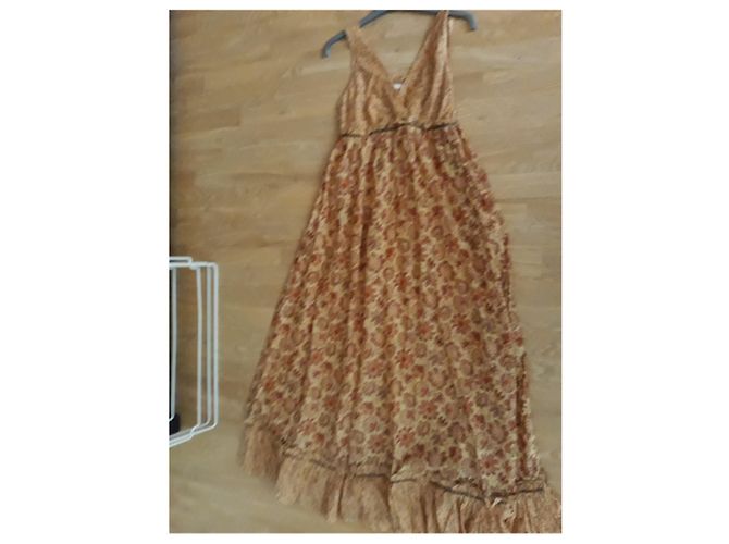 Autre Marque Langes Hippy Chic Kleid Baumwolle Seide Mehrfarben - Ansicht 3