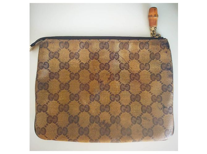 Pochette Gucci in pelle marrone - vista 2
