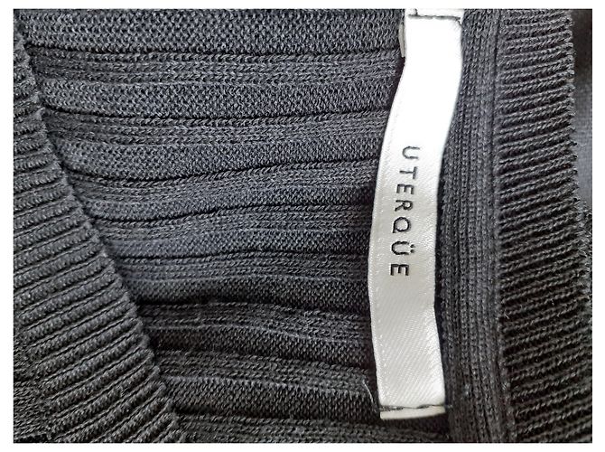 Camicetta Uterque in maglia di seta a costine nera Nero - vista 2