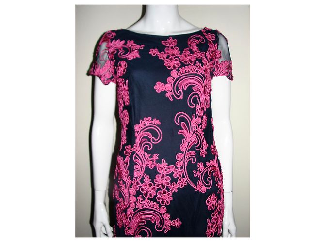 Autre Marque Vestido bordado de JS Collections Negro Rosa - vista 3