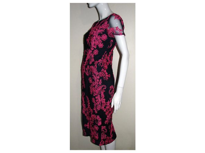 Autre Marque Vestido bordado de JS Collections Negro Rosa - vista 4