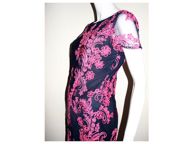 Autre Marque Vestido bordado de JS Collections Negro Rosa - vista 5