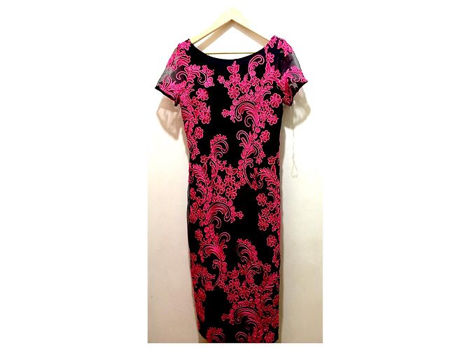 Autre Marque Vestido bordado de JS Collections Negro Rosa - vista 8