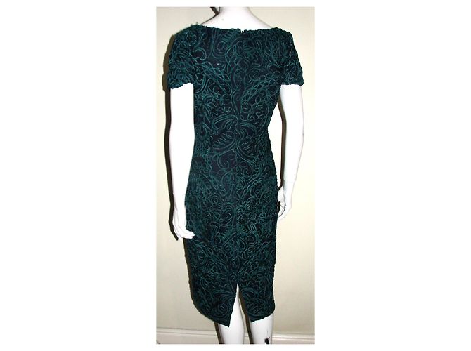Autre Marque Vestido de encaje con bordado Negro Verde - vista 2