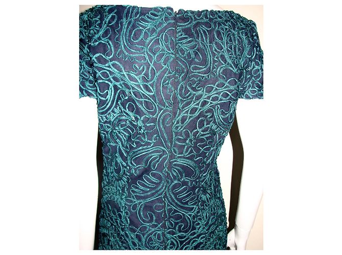 Autre Marque Vestido de encaje con bordado Negro Verde - vista 3