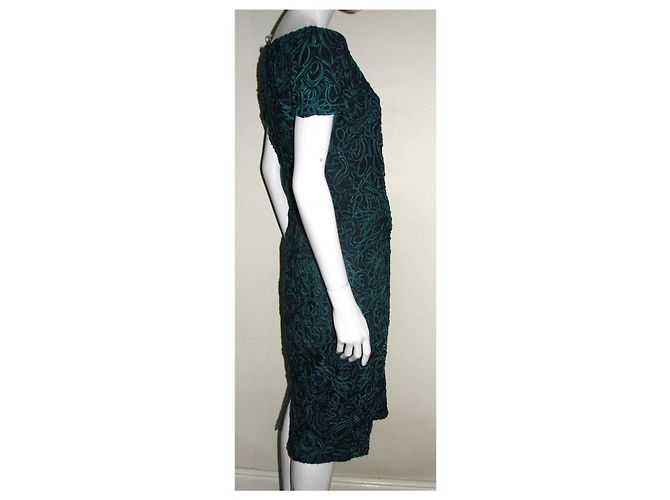 Autre Marque Vestido de encaje con bordado Negro Verde - vista 4