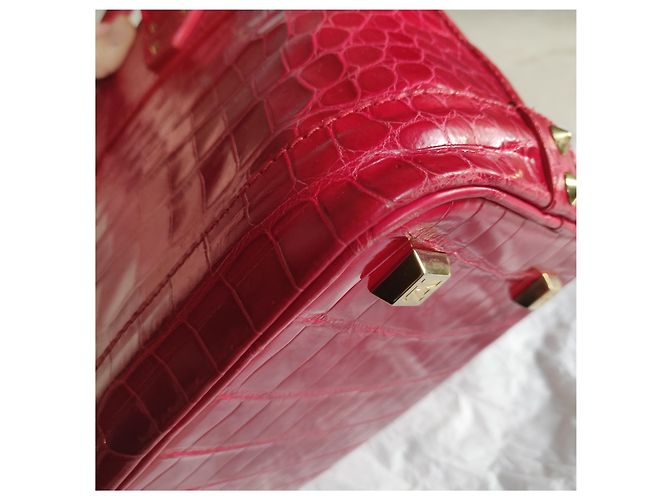 Borsa a mano Louis Vuitton Lockit in coccodrillo rosso - vista 10