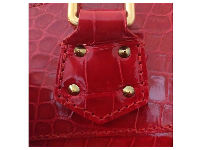 Borsa a mano Louis Vuitton Lockit in coccodrillo rosso - vista 6