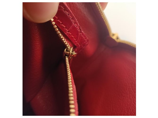 Borsa a mano Louis Vuitton Lockit in coccodrillo rosso - vista 7
