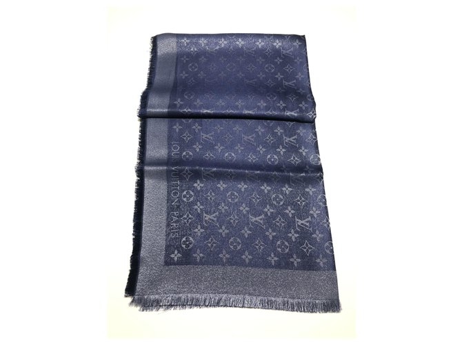 Scialle Louis Vuitton monogram shine Blu - vista 2
