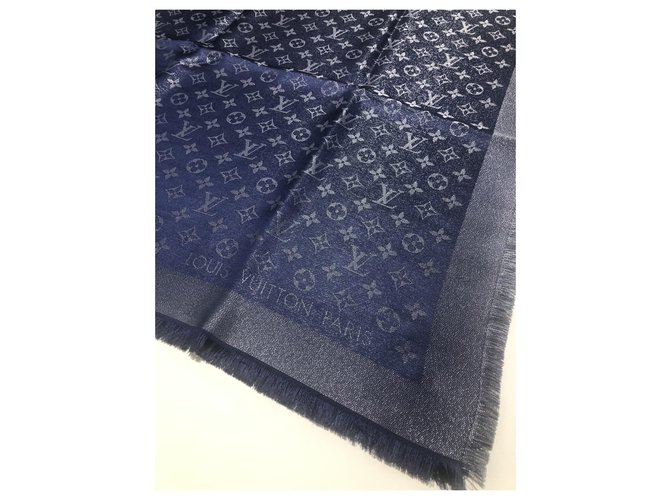 Scialle Louis Vuitton monogram shine Blu - vista 4