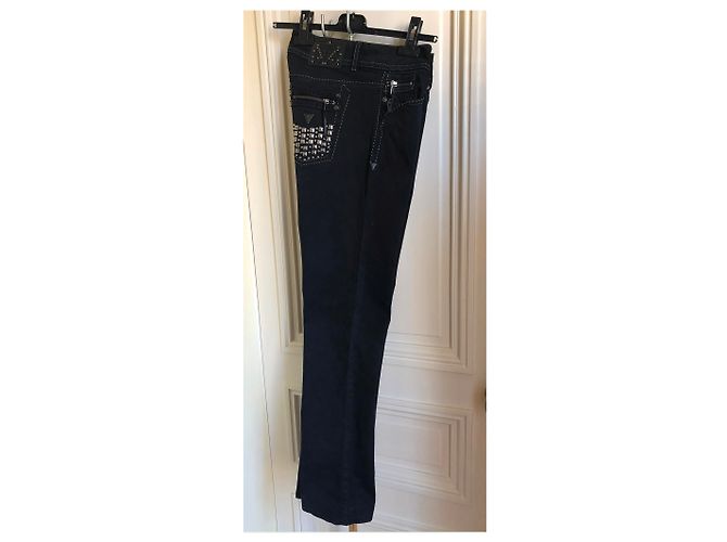 Jeans Guess Straightleg Neri in Cotone Nero - vista 5