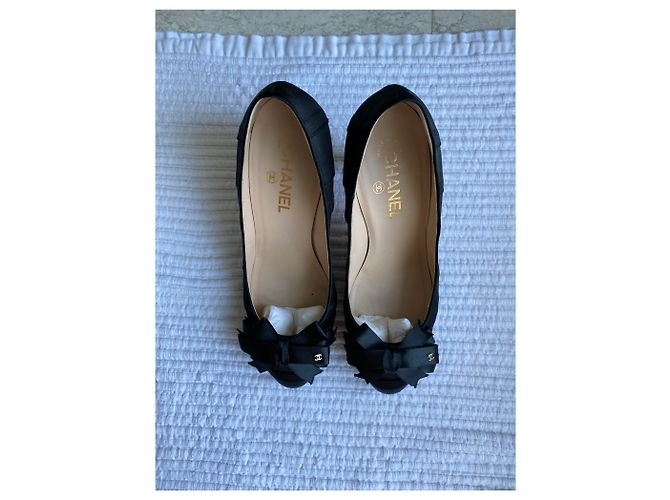 Cambon Chanel Scarpe in raso Nero - vista 3